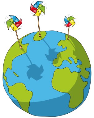 World and wind turbines clipart