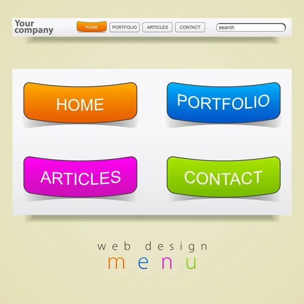 Menu di grafica web design . — Vettoriale Stock