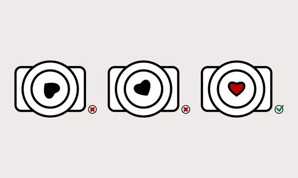 相机和心 — 图库矢量图片