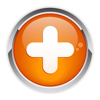 Button icon with a plus symbol clipart