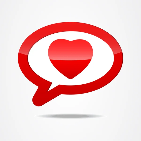 Botón rojo forma corazón — Vector de stock