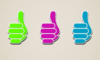 Cursor to a multicolored thumbs up. clipart