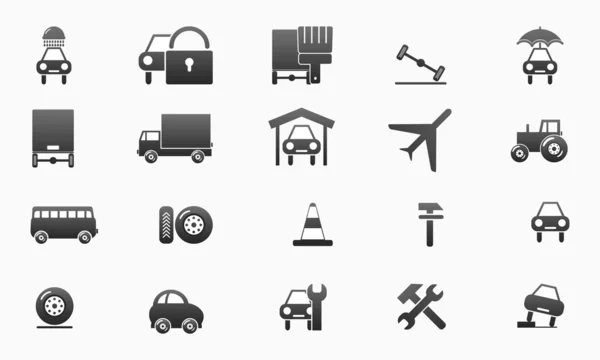 Colección de los iconos de coches grises . — Archivo Imágenes Vectoriales