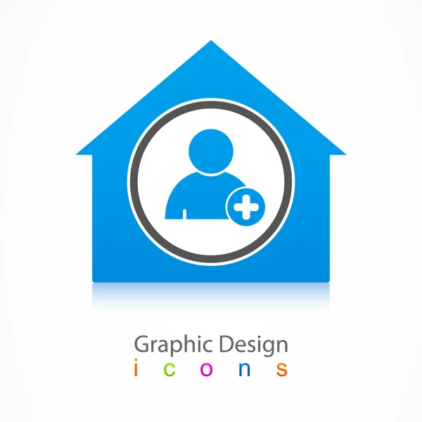 Icono de la casa de diseño gráfico de persona . — Vector de stock