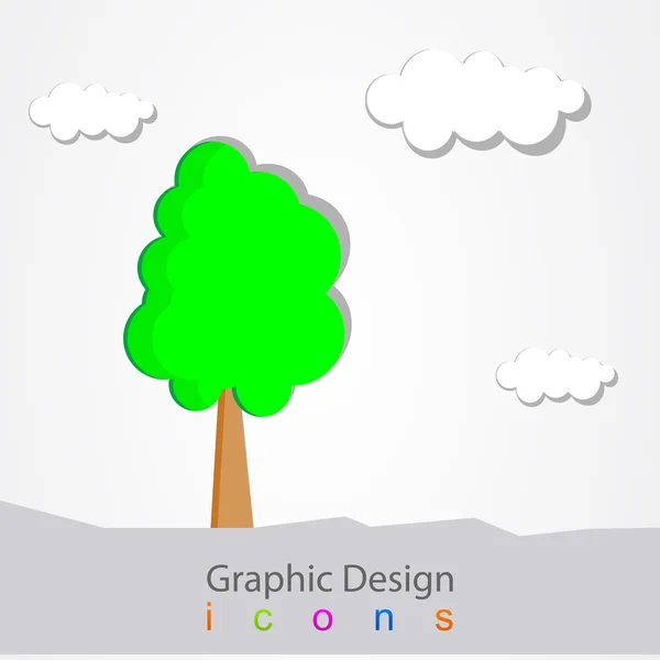 Graphisme paysage arbre . — Image vectorielle