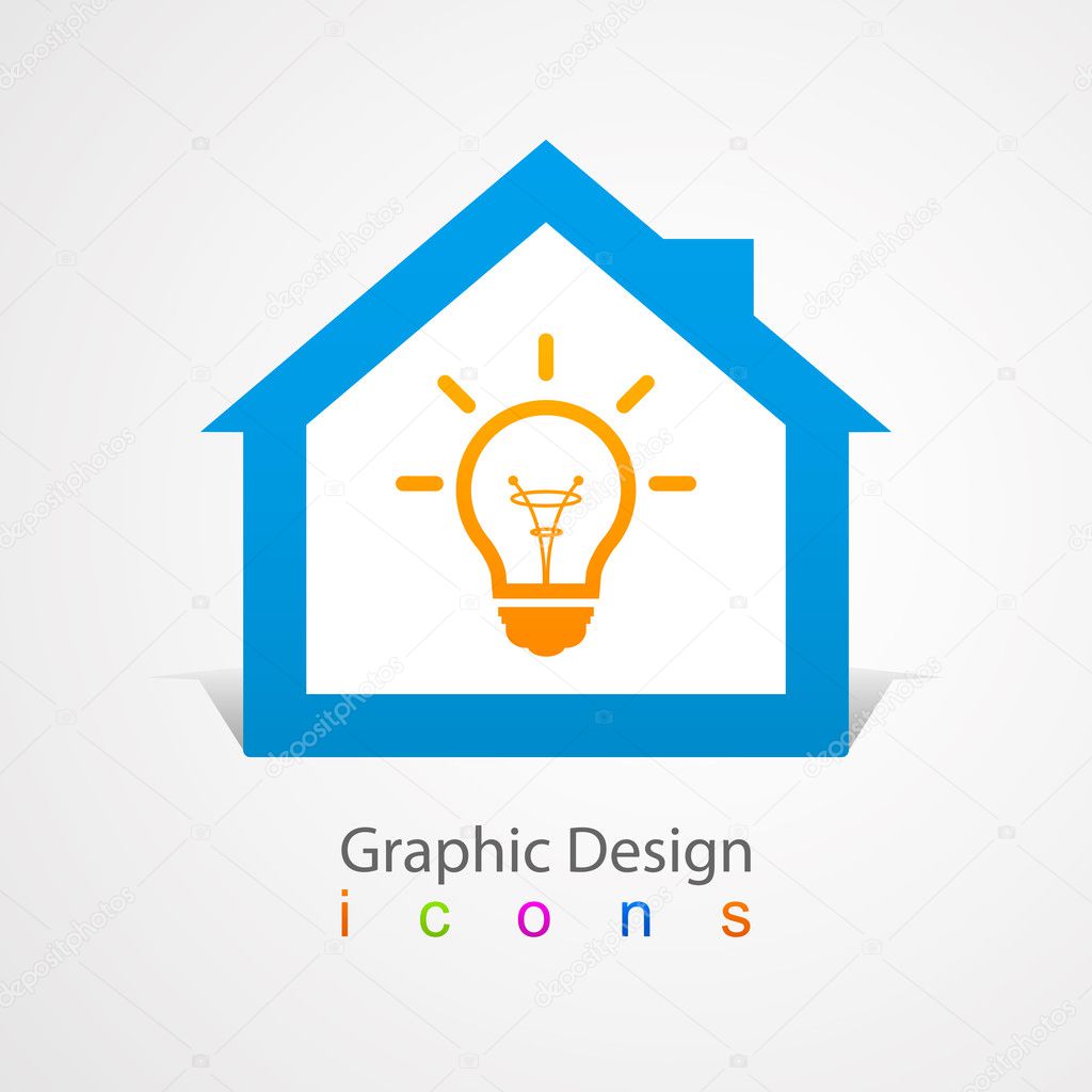 Graphic design logo lightbulb house.