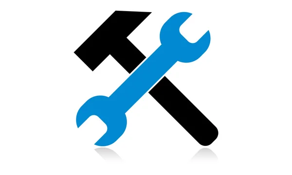 Icône clé et marteau — Image vectorielle