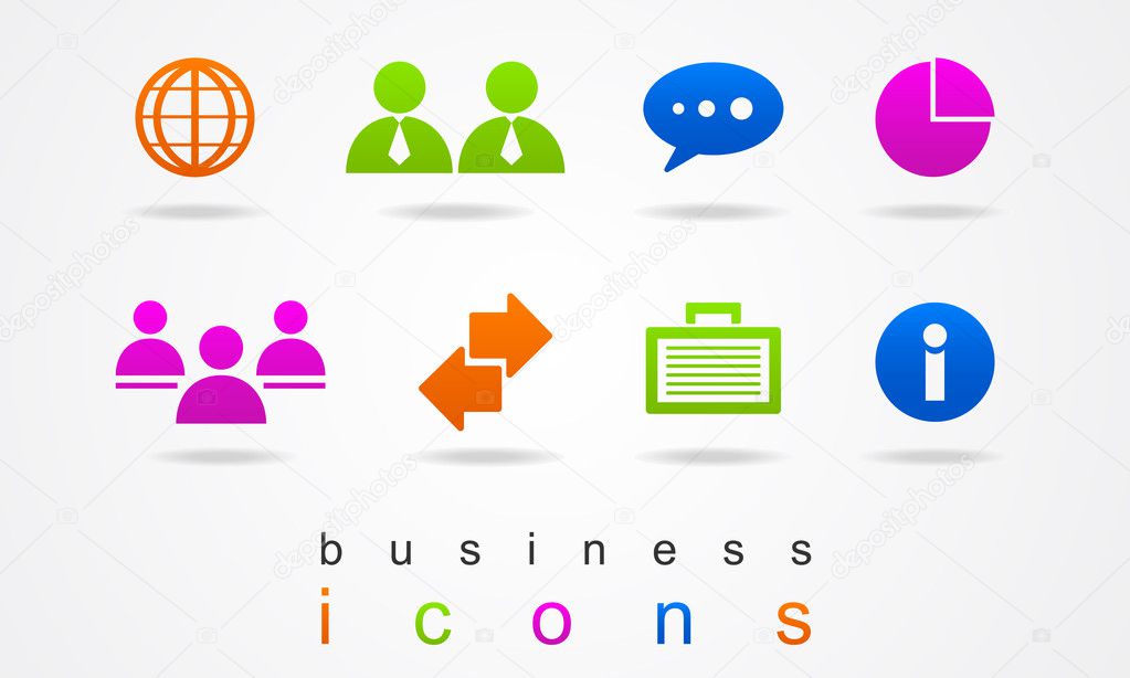 Multicolored business logos.