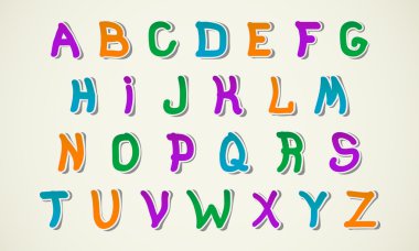 şık ve renkli çocuk yaratıcı alfabesi.