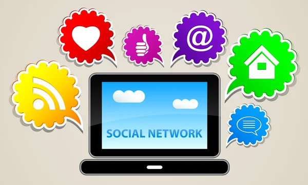 Kölcsönhatásba a társadalmi hálózatok. — Stock Vector
