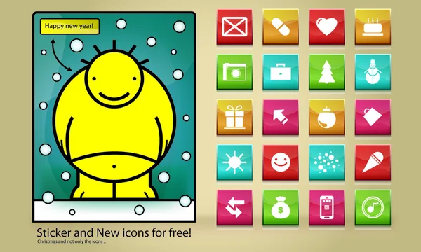 Sticker and New icons for free! — Stock Vector