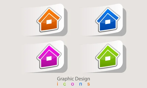 Sticker Huis grafisch ontwerp. — Stockvector