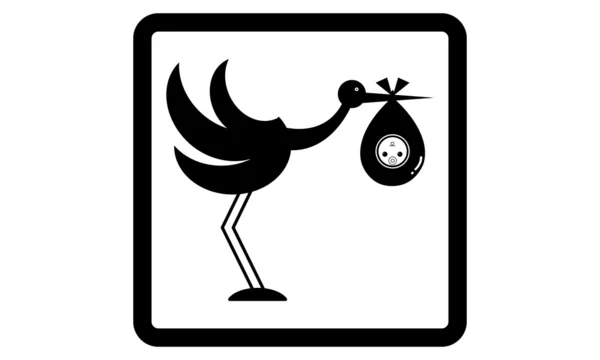 Stork ger barn ikonen — Stock vektor