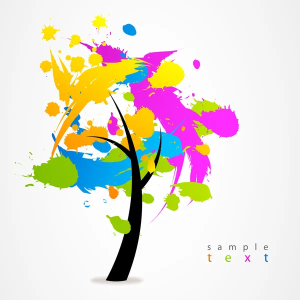 Iş logo renkli ağaç — Stok Vektör