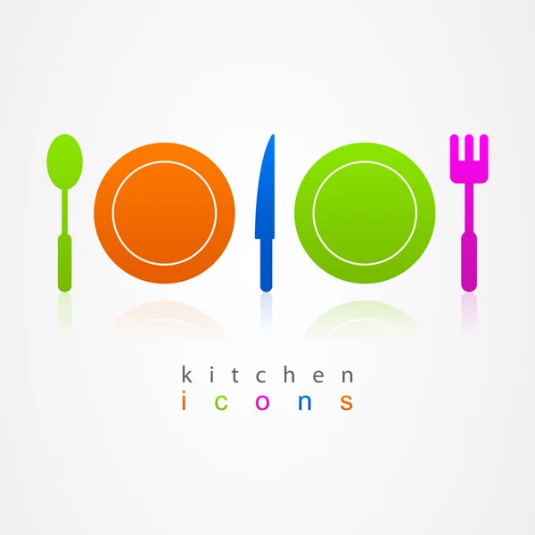 厨房设置的业务标志颜色 — 图库矢量图片