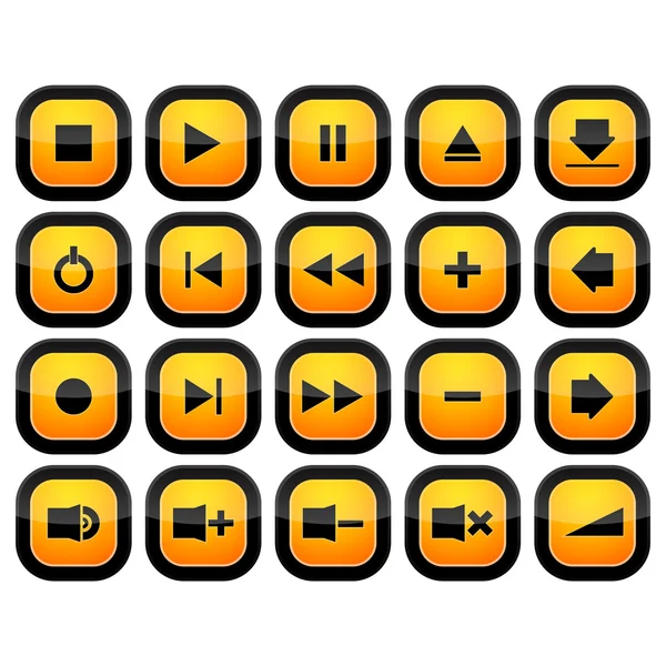 Icônes de collection bouton de commande multimédia — Image vectorielle