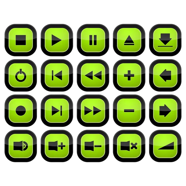 Icone di raccolta pulsanti di controllo multimediale — Vettoriale Stock
