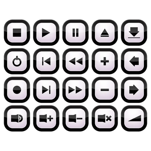 Multimedia control button set icons. — Stock Vector
