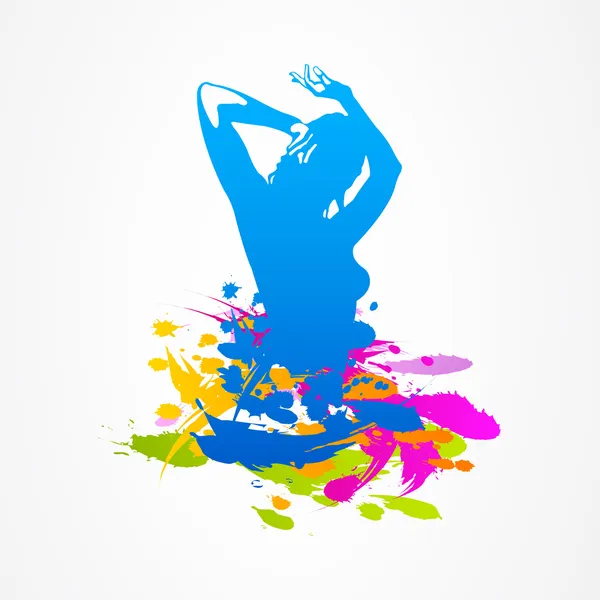 Het mooie dansende meisje heldere kleuren. — Stockvector