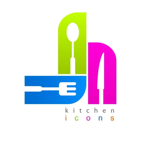 Set da cucina di icone colorate — Vettoriale Stock