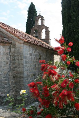 Church and flowers clipart