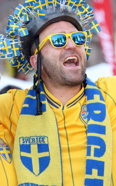 Suecia fanático del fútbol — Foto de Stock