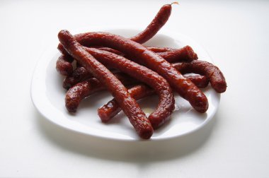 Fried thin hunting tasty sausages clipart