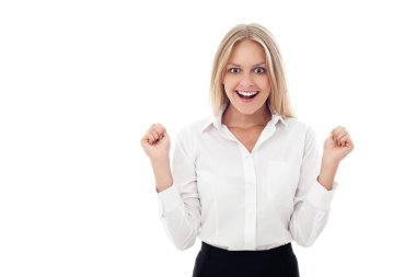 Excited young woman isolated clipart