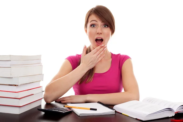 Surprised student learning — Stock Photo, Image