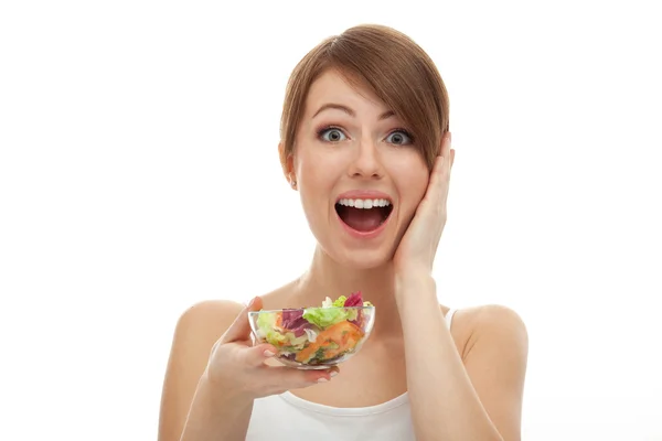 Mulher surpresa em dieta — Fotografia de Stock
