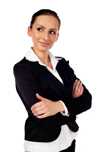 Glückliche Geschäftsfrau auf weißem Hintergrund — Stockfoto