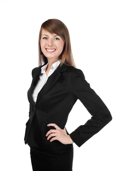 Geschäftsfrau lächelt. isoliert auf weiß — Stockfoto