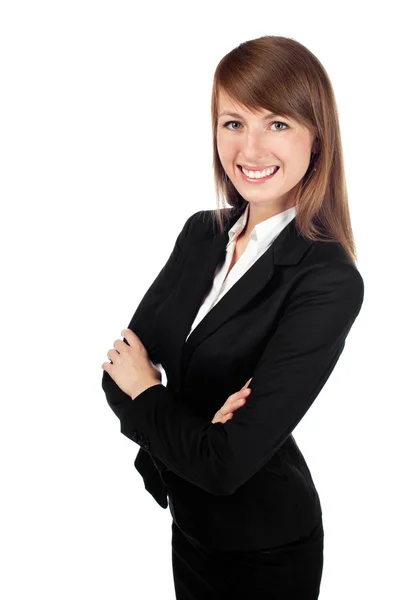 Geschäftsfrau lächelt isoliert auf weiß — Stockfoto