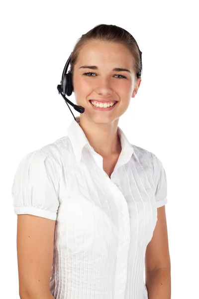 Young woman call center Isolated — Stock Photo, Image