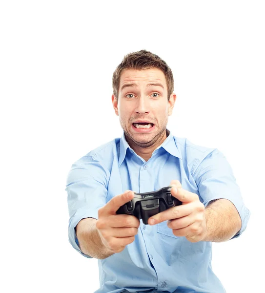 Hommes jouant à des jeux vidéo — Photo