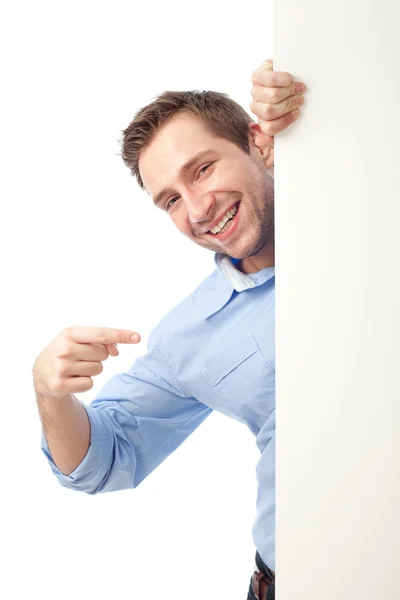 Happy student pointing board — Stock Photo, Image