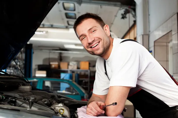 Auto mechanic based on car Stock Picture