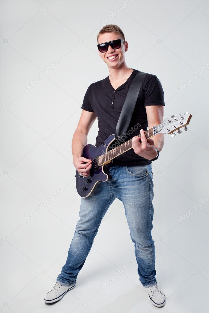 Rockstar playing on guitar
