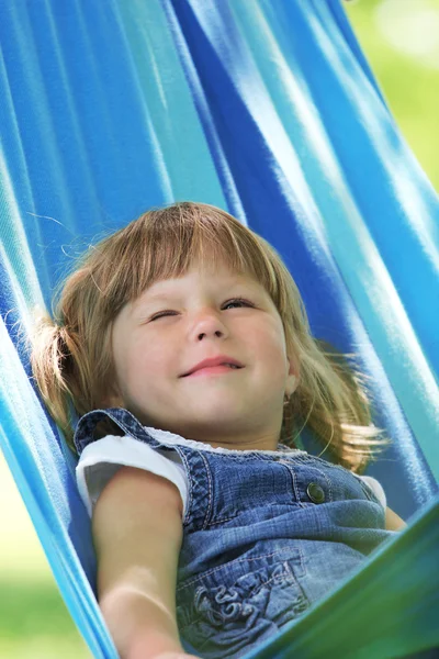 Little girl on a hammock — Stock Photo, Image