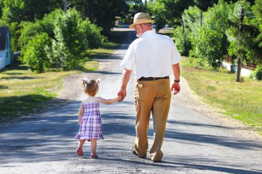 Grandfather and granddaughter clipart