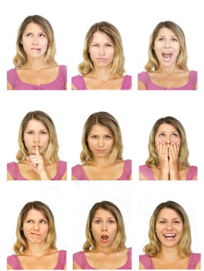 Emotions of young woman clipart