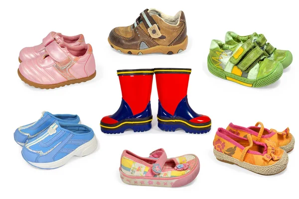 Collection of children's shoes isolated — Stock Photo, Image