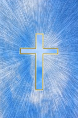 Illustration of a cross with rays clipart