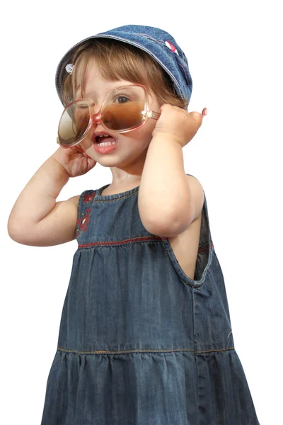 A beautiful little girl with big glasses — Stock Photo, Image