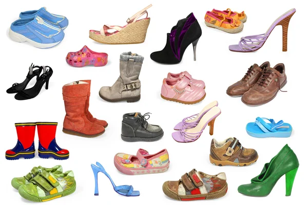 Συλλογή από διαφορετικά παπούτσια απομονωθεί — Φωτογραφία Αρχείου