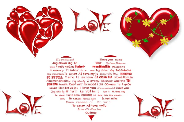 Kolekce srdce lásky — Stock fotografie