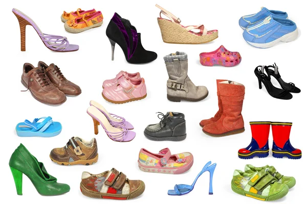 Συλλογή από διαφορετικά παπούτσια απομονωθεί — Φωτογραφία Αρχείου