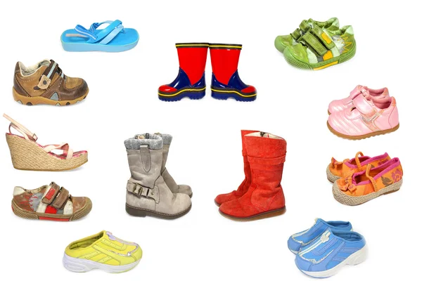 Collezione di scarpe diverse isolate — Foto Stock