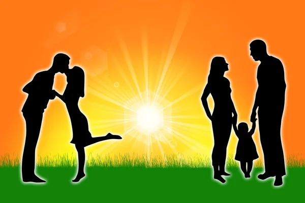Silhouette of a family — Stock Photo, Image