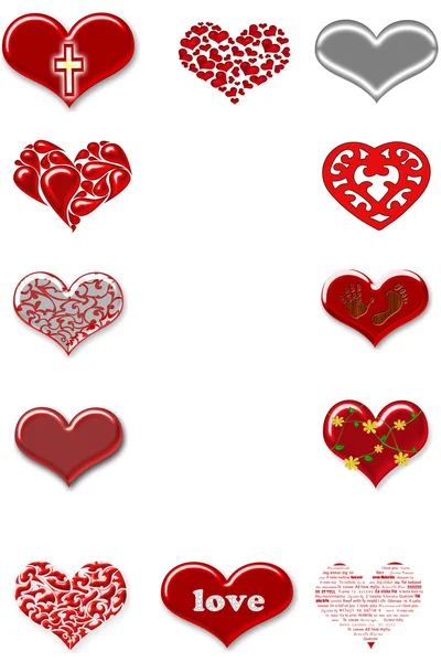Collection of hearts love — Stock Photo, Image